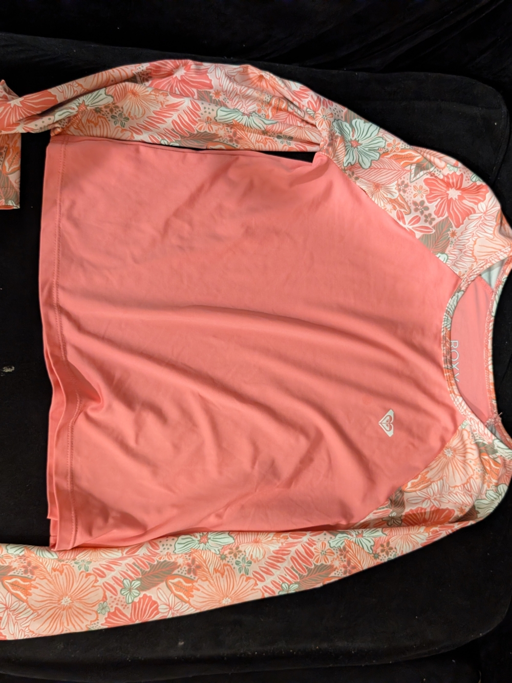 Roxy Coral Pink Floral Long Sleeve Swim Top